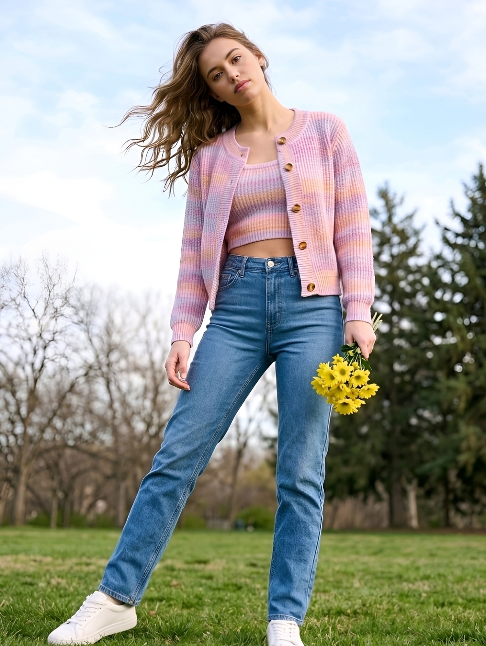 Mabelinda Pastel Striped Cardigan Set - Picture 4 of 11
